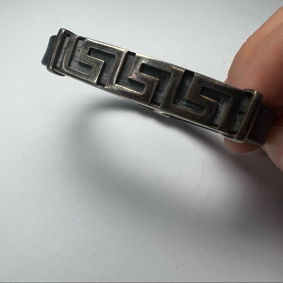 Men's Sterling Silver Rubber Bracelet 7.25" - Picture 4 of 11